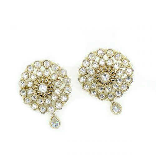 Indian Jewelry Earrings Araya Polki Kundan Stud Earring