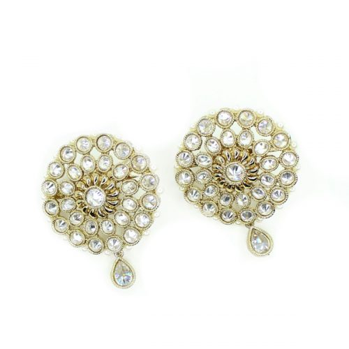 Indian Jewelry Earrings Araya Polki Kundan Stud Earring