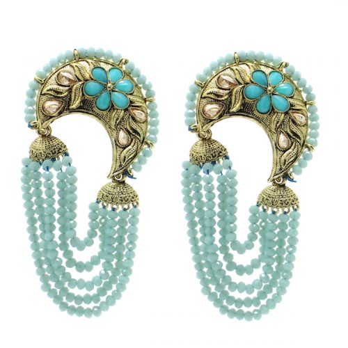 Indian Jewelry Kundan Stone Bead Earrings Colorful