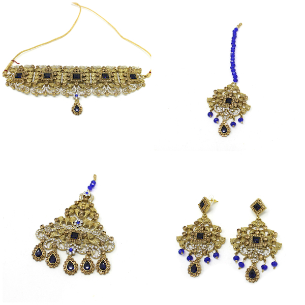 Indian Jewelry Choker Set Necklace Set Pearl Stone Azeen