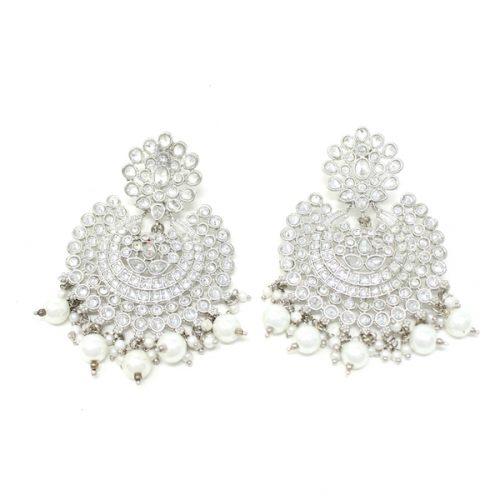 Indian Jewelry Ekayaa Silver Earring Tikka Set