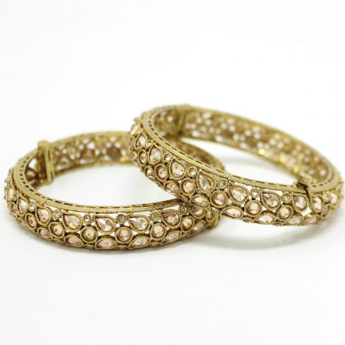 Indian Jewelry Polki Kundan Bangles Antique Gold Fariana