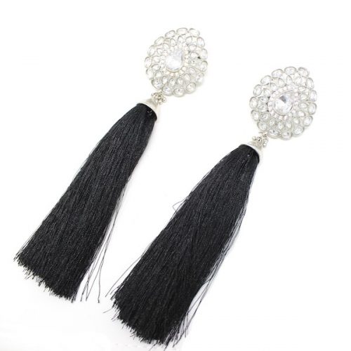 Indian Jewelry Tassel Earrings Black Haute Collection