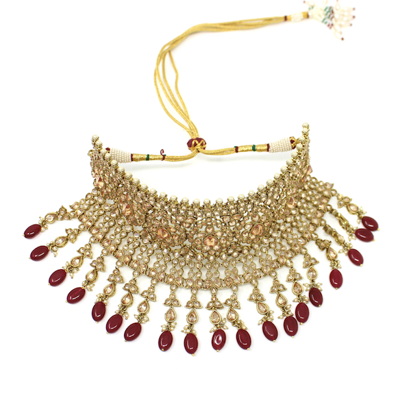 Indian Jewelry Polki Set Tikka Necklace Earrings