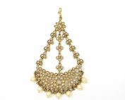 Indian Jewelry Polki Jhoomar Passa Antique Gold with Pearls Zada