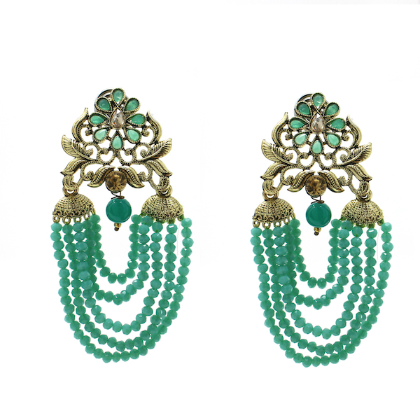 Indian Jewelry Kundan Stone Bead Earrings Colorful