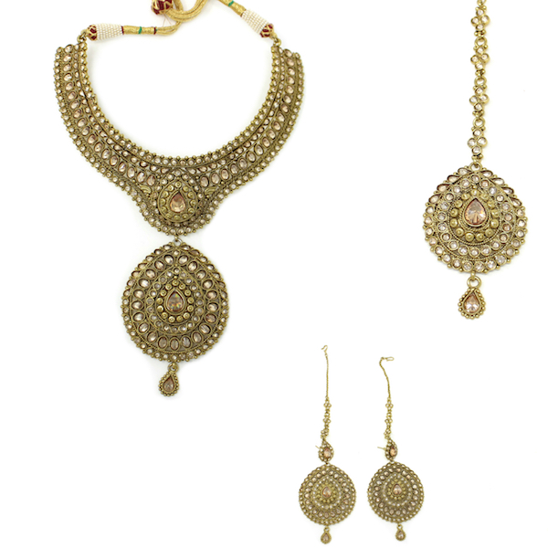 Indian Jewelry Polki Kundan Lipika Earrings Necklace Set