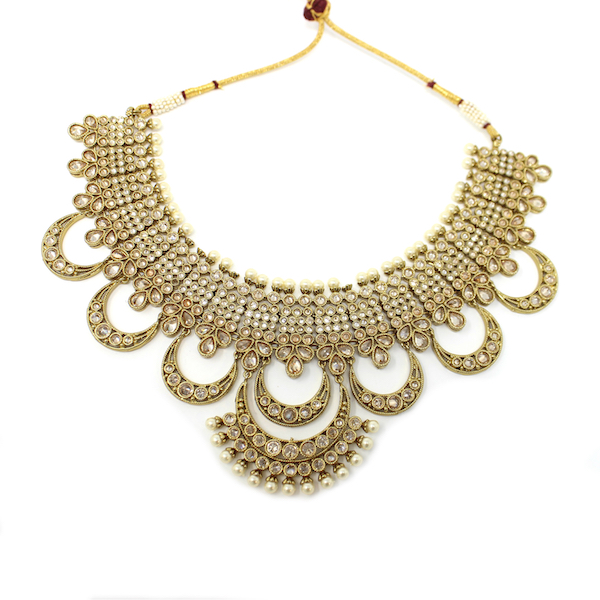 Indian Jewelry Polki Kundan Necklace Set with LCT stones