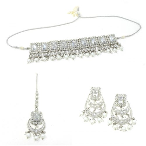 Indian Jewelry Silver Necklace Set