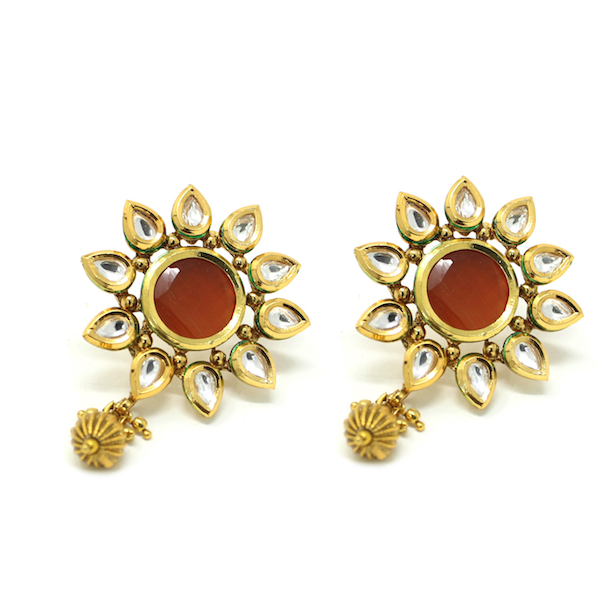 Indian Jewelry Kundan Artificial Stone Stud Earrings Surajani