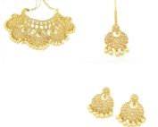 Indian Jewelry Polki Set Tikka Necklace Earrings Choker Set