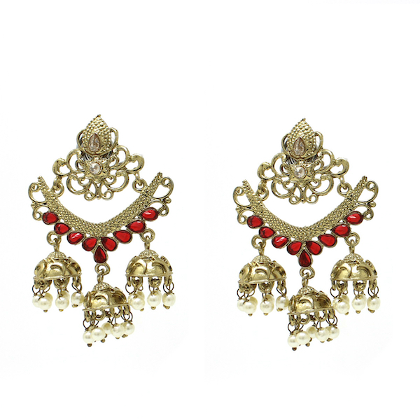 Artificial Polki Indian Jewelry Earrings Stone Jhumka Jhumki