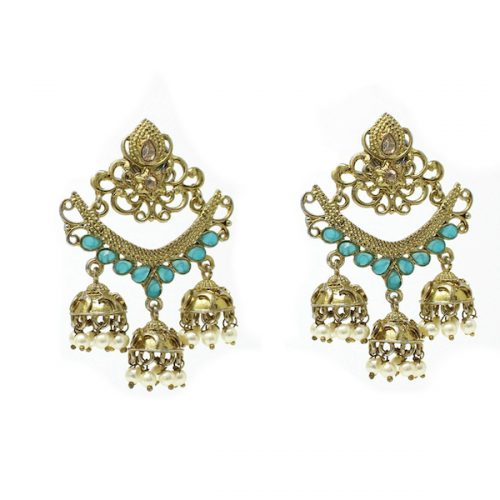 Artificial Polki Indian Jewelry Earrings Stone Jhumka Jhumki