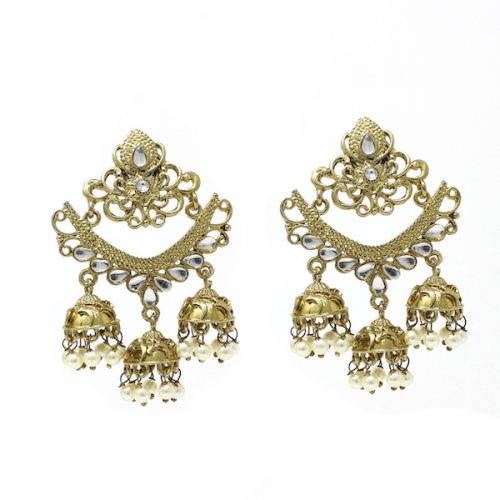 Artificial Polki Indian Jewelry Earrings Stone Jhumka Jhumki