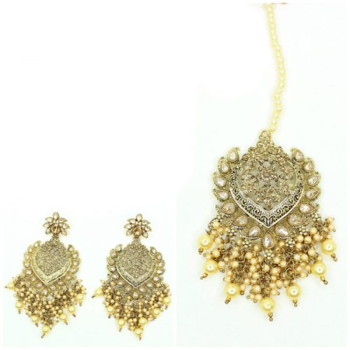 Indian Jewelry Amirah Tikka Set Kundan Polki Set Antique Gold Tikka Set