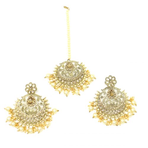 Indian Jewelry Polki Kundan Tikka Earring Set