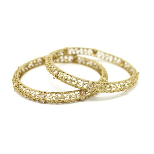 Indian Jewelry Polki Kundan Bangles Antique Gold