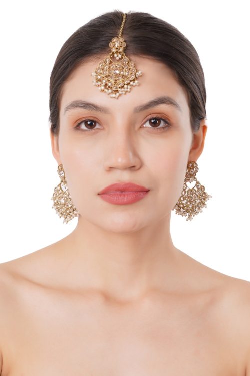 Indian Jewelry Tikka Set Suhan White Pearls