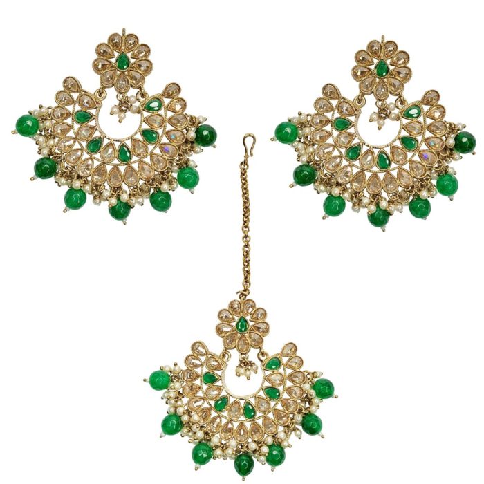 Indian Jewelry Veda Green Tikka Set